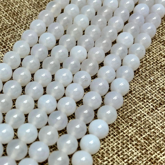 White Agate Round Bead - Full Strand - Approx. 16” Long