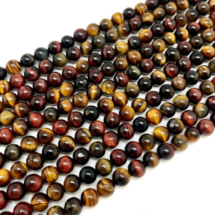 Multi - Tiger Eye Round Beads / 3 Colors - Full Strand - Approx. 16” Long