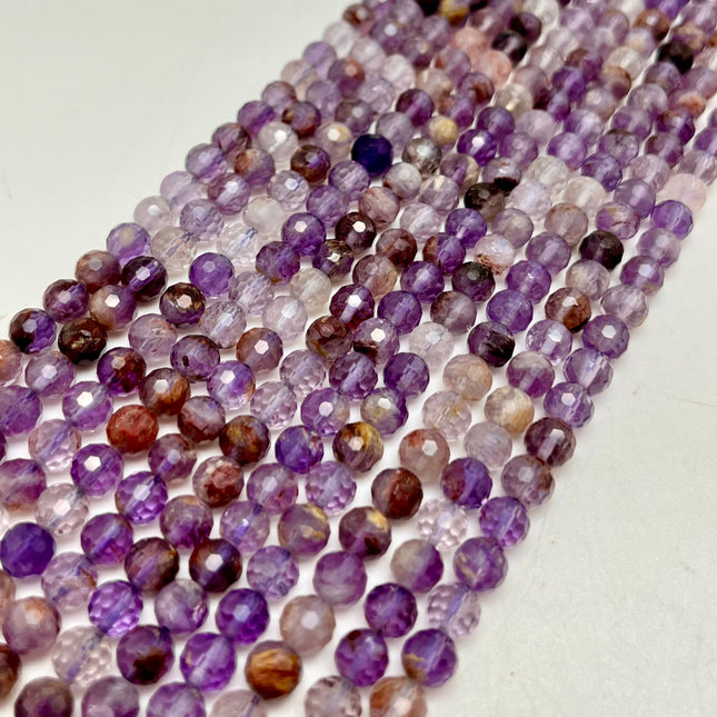 Super Seven Melody Stone Faceted Round Beads 6mm - Full Strand - Approx. 16” Long