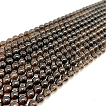 Smokey Quartz Round Beads - Full Strand - Approx. 16” Long