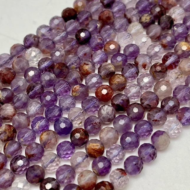 Super Seven Melody Stone Faceted Round Beads 6mm - Full Strand - Approx. 16” Long