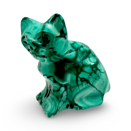 Malachite Cat Carving - Miniature Carving