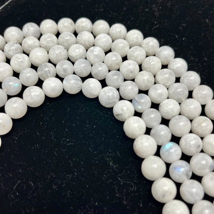 White Rainbow Moonstone 8mm Round Beads - Full Strand - Approx. 16” Long