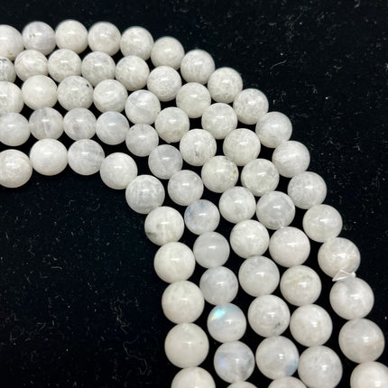 White Rainbow Moonstone 8mm Round Beads - Full Strand - Approx. 16” Long