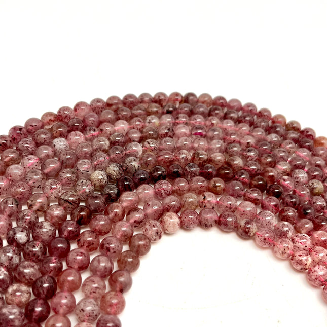 Strawberry Quartz Round Beads - Full Strand - Approx. 16” Long