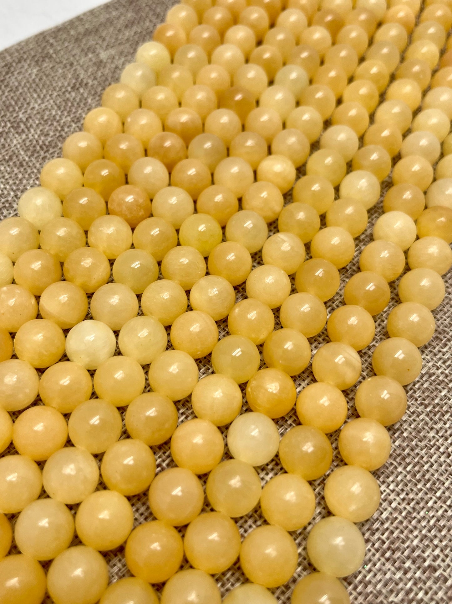 Yellow Jade Round Bead - Full Strand - Approx. 16” Long
