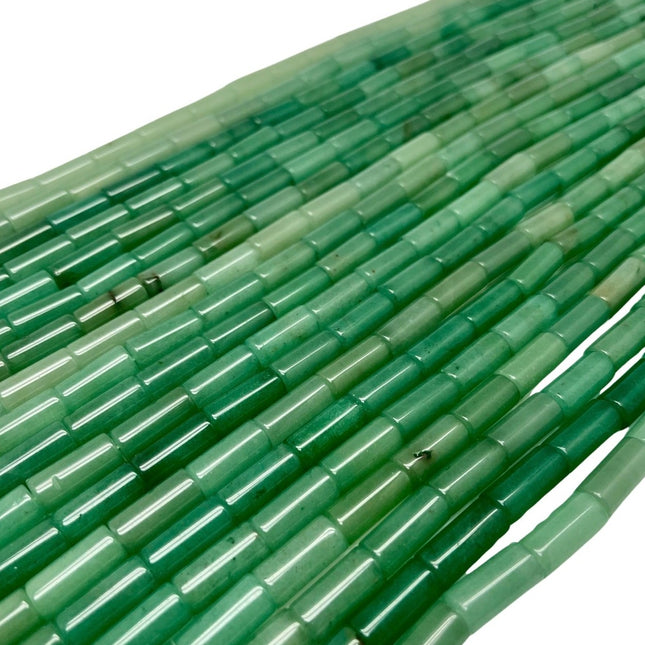 Green Aventurine Tube Beads 8x16mm - Full Strand - Approx. 16" Long