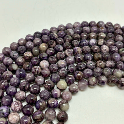 Charoite Round Bead 10mm - Full Strand - Approx. 16” Long