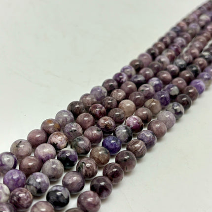 Charoite Round Bead 8mm - Full Strand - Approx. 16” Long