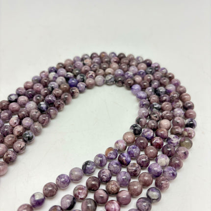 Charoite Round Bead 8mm - Full Strand - Approx. 16” Long