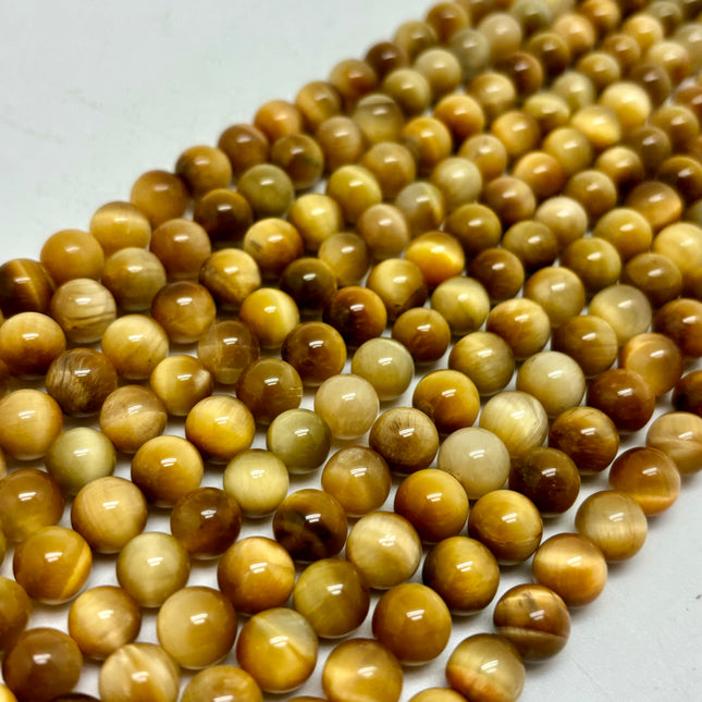 Gold Tiger Eye Round Bead 8mm - Full Strand - Approx. 16” Long