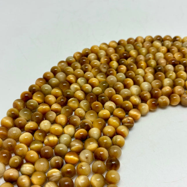 Gold Tiger Eye Round Bead 8mm - Full Strand - Approx. 16” Long