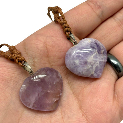 Amethyst 20-25mm Puff Heart Necklace - Cord Necklace