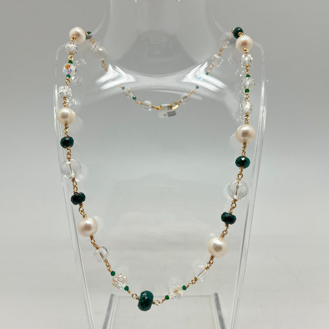 Emerald Crystal with Freshwater Pearls - Jewelry Set - Lifestones Gems and Minerals