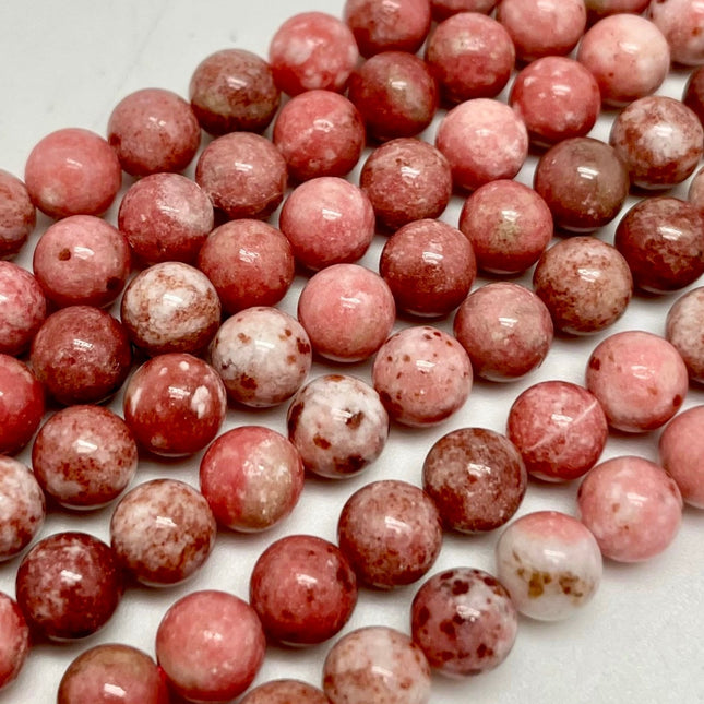 Natural Thulite Beads - Round Beads - Full Strand - Lifestones Gems and Minerals