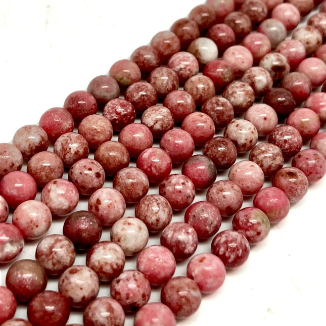 Natural Thulite Beads - Round Beads - Full Strand - Lifestones Gems and Minerals