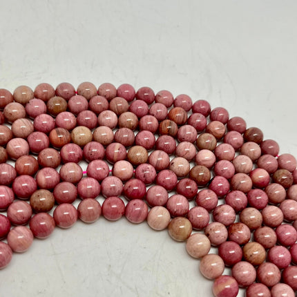 Rhodonite Round Beads - Full Strand - Approx. 16” Long - Lifestones Gems and Minerals